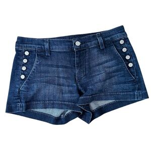 7 For All Mankind Monroe Shorts with Exposed Buttons Medium Wash Denim Sz 27 GUC